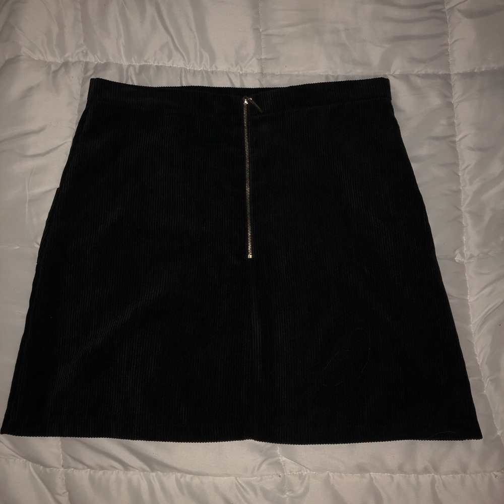 Black corduroy skirt with zipper on back
